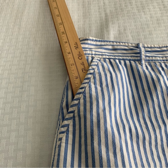 Talbots cotton skirt Womens 10 petite Front zip close Blue white stripe Pockets - Picture 5 of 10